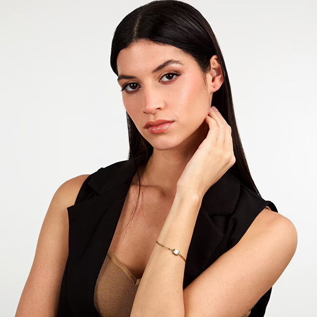Trussardi Elegantní pozlacený náramek se zirkonem T-Design TJAXA23