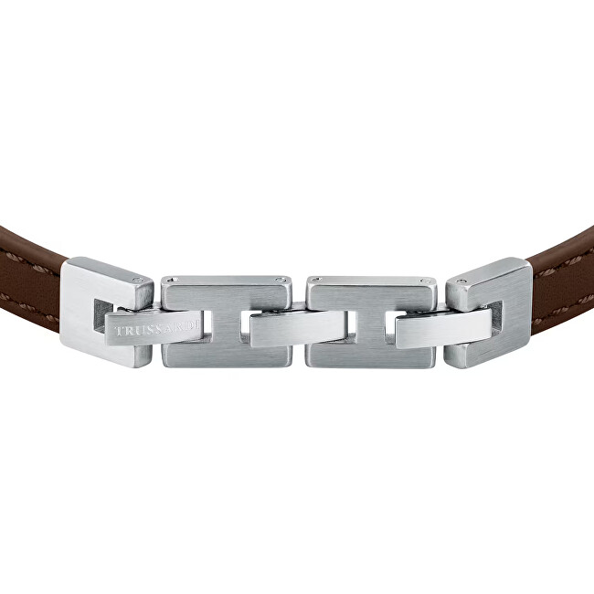 Trussardi Hnědý kožený náramek pro muže T-Leather TJAXZ06