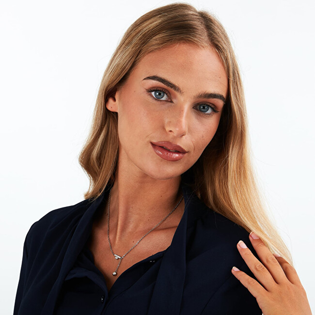 Trussardi Jemný ocelový náhrdelník s krystaly T-Logo TJAXC08