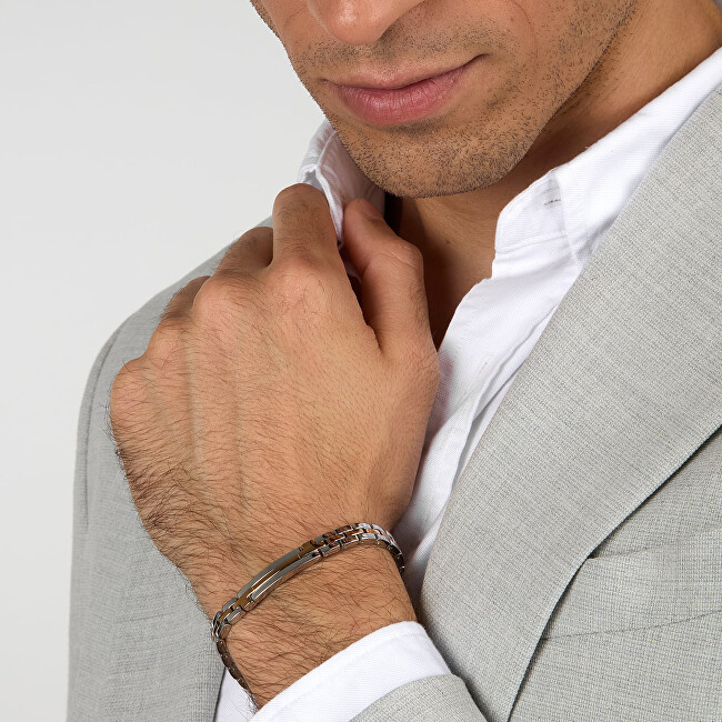 Trussardi Luxusní ocelový bicolor náramek T-Steel TJAXV02