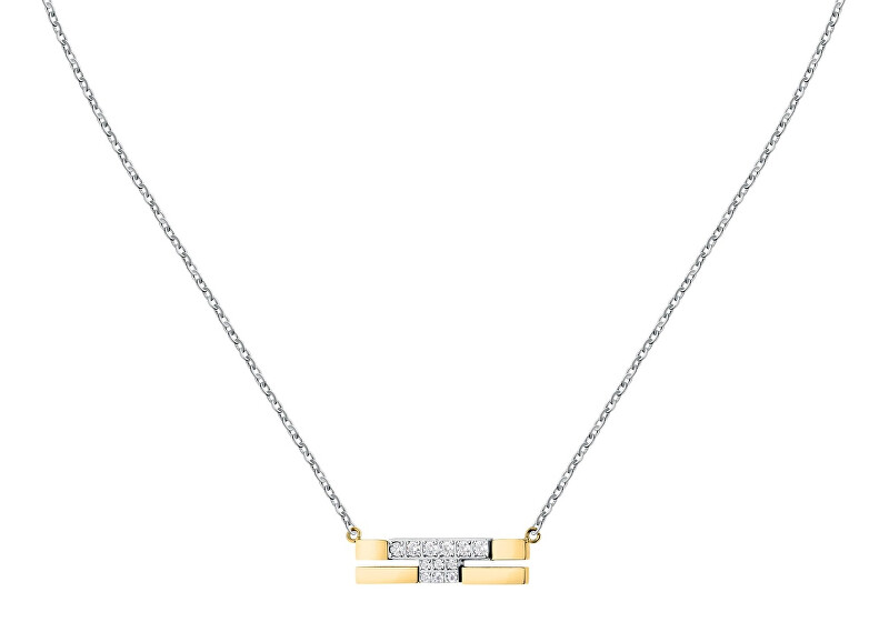 Trussardi Ocelový bicolor náhrdelník se zirkony T-Logo TJAXC06