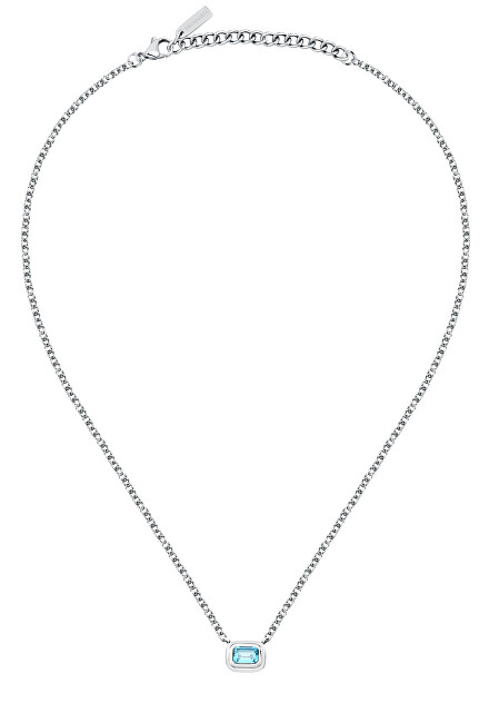 Trussardi Ocelový náhrdelník s modrým zirkonem T-Design TJAXA22