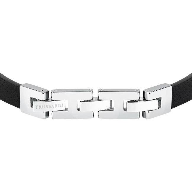 Trussardi Pánský náramek z černé kůže T-Leather TJAXZ08