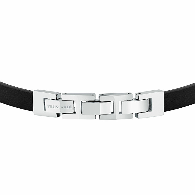 Trussardi Pánský náramek z černé kůže T-Leather TJAXZ10