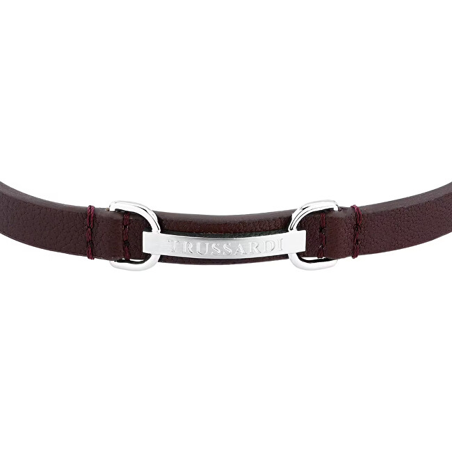 Trussardi Pánský náramek z hnědé kůže T-Leather TJAXZ07