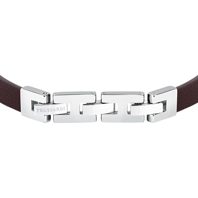 Trussardi Pánský náramek z hnědé kůže T-Leather TJAXZ07