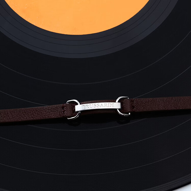 Trussardi Pánský náramek z hnědé kůže T-Leather TJAXZ07