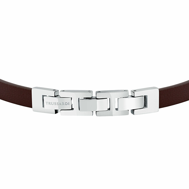 Trussardi Pánský náramek z hnědé kůže T-Leather TJAXZ11