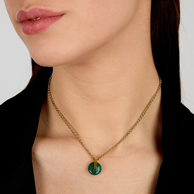 Trussardi Pozlacený dámský náhrdelník s achátem T-Round TJAYF03
