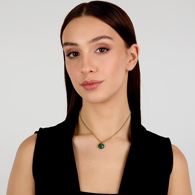 Trussardi Pozlacený dámský náhrdelník s achátem T-Round TJAYF03