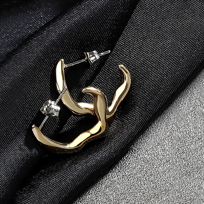 Trussardi Půvabné pozlacené kruhové náušnice T-Design TJAXA05