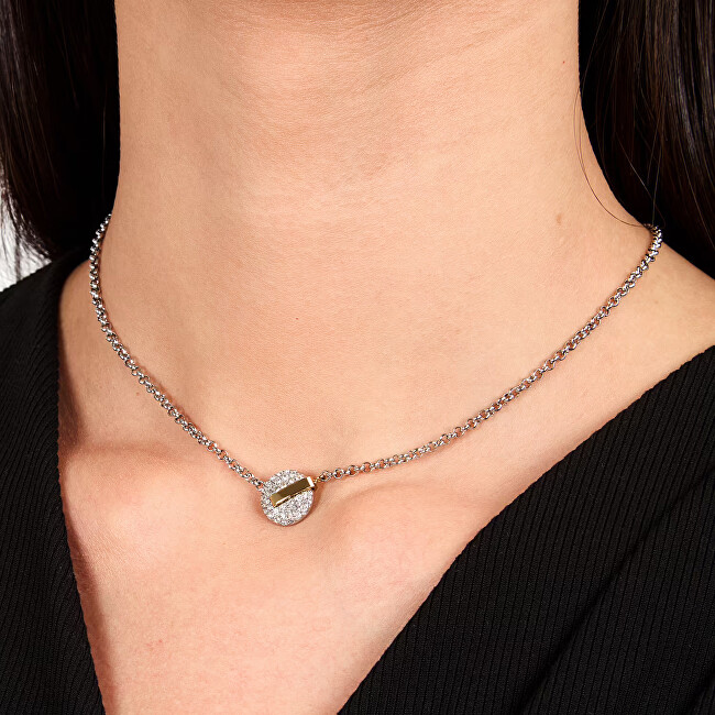 Trussardi Půvabný bicolor náhrdelník s krystaly T-Round TJAYF05