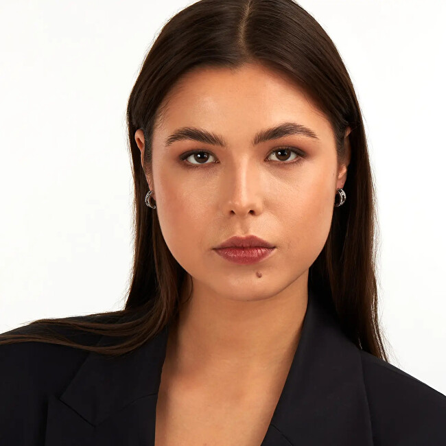 Trussardi Stylové ocelové náušnice se zirkony T-Logo TJAXC70