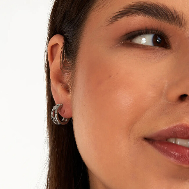 Trussardi Stylové ocelové náušnice se zirkony T-Logo TJAXC70