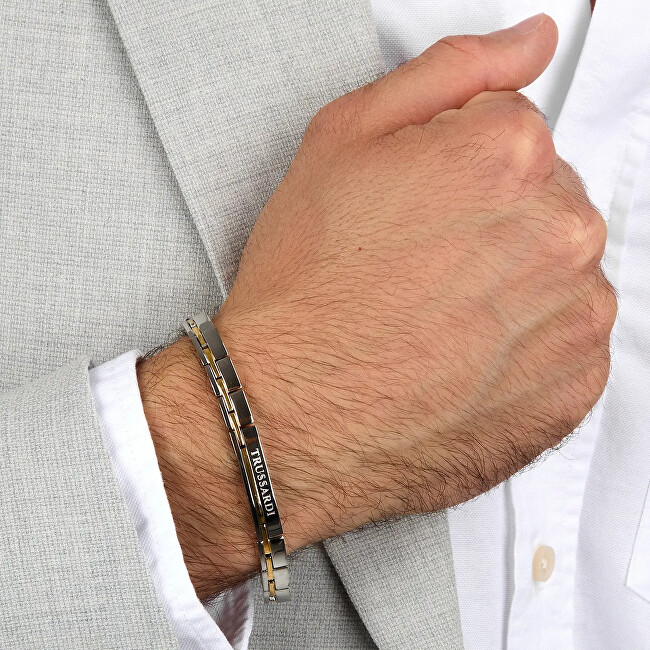 Trussardi Stylový ocelový bicolor náramek T-Steel TJAXV04