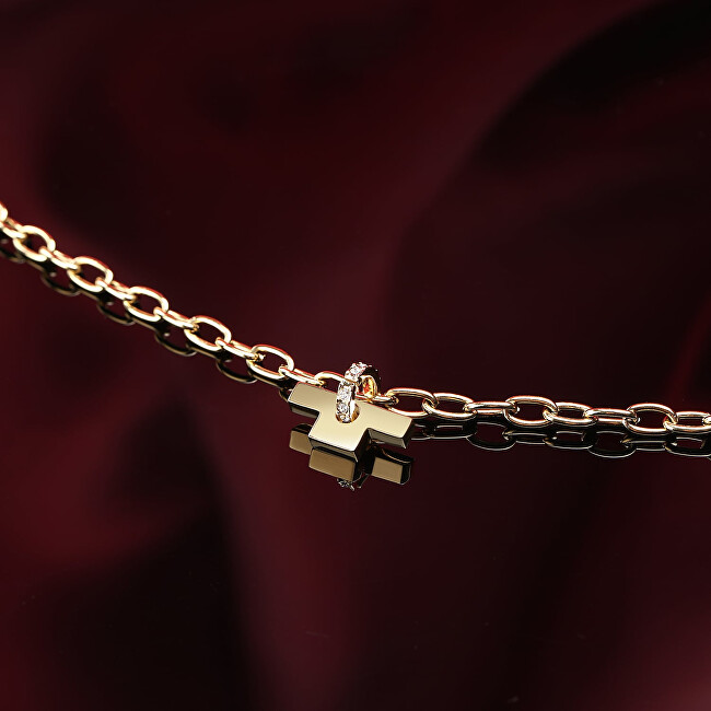 Trussardi Stylový pozlacený náramek s krystaly T-Logo TJAXC24