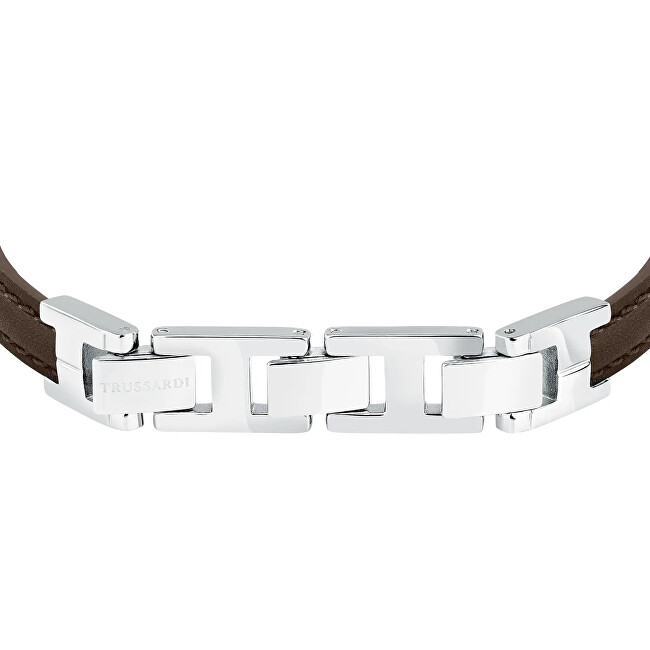 Trussardi Stylový tmavě hnědý kožený náramek T-Leather TJAXV21