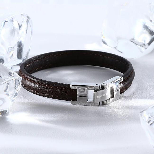 Trussardi Stylový tmavě hnědý kožený náramek T-Leather TJAXV21