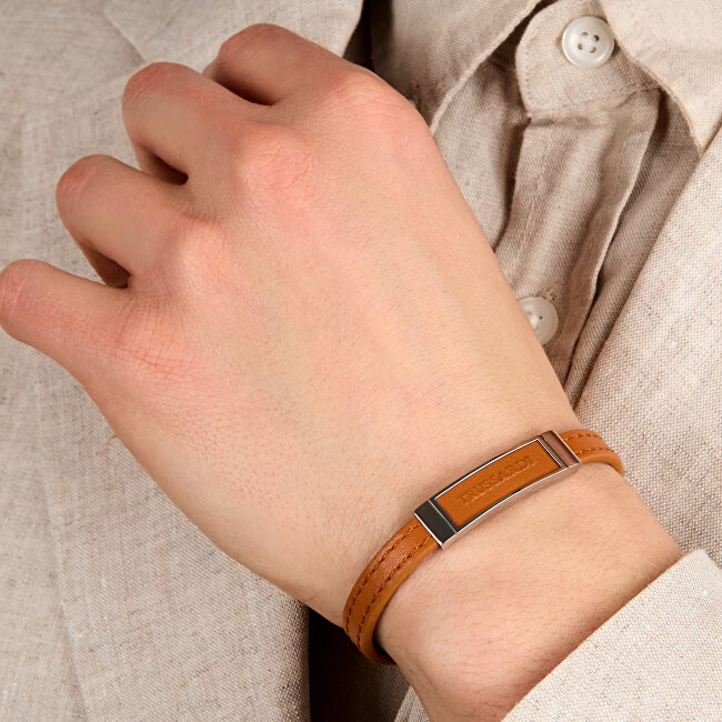 Trussardi Světle hnědý kožený náramek pro muže T-Leather TJAXZ04