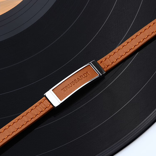 Trussardi Světle hnědý kožený náramek pro muže T-Leather TJAXZ04