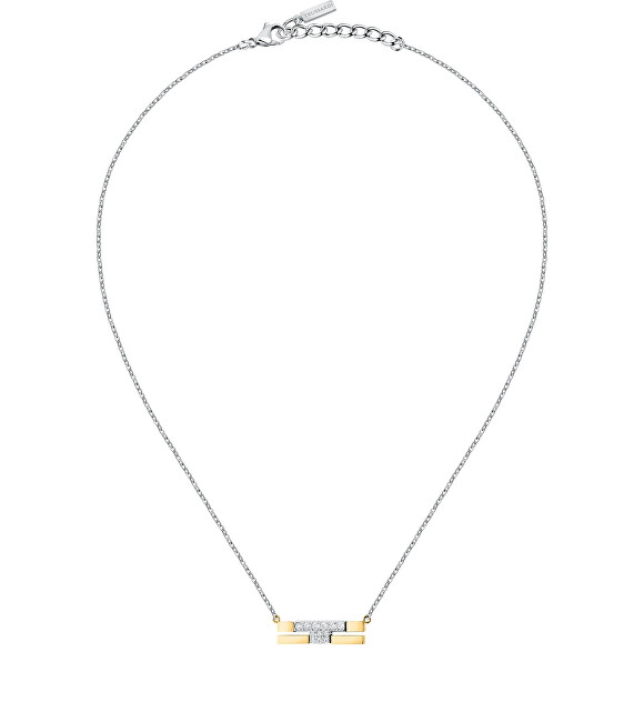 Trussardi Ocelový bicolor náhrdelník se zirkony T-Logo TJAXC06
