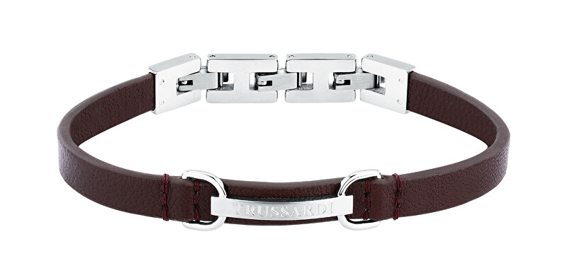 Trussardi Pánský náramek z hnědé kůže T-Leather TJAXZ07