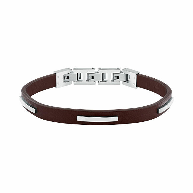 Trussardi Pánský náramek z hnědé kůže T-Leather TJAXZ11