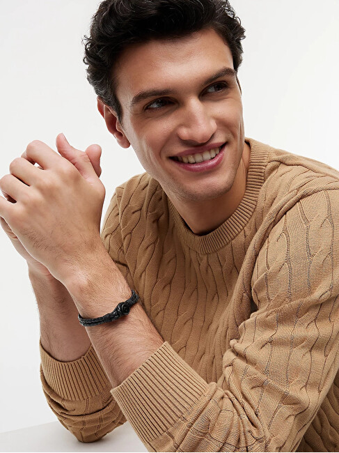 Tommy Hilfiger Černý kožený náramek Nautical 2790693
