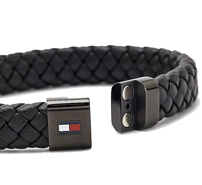 Tommy Hilfiger Černý kožený náramek s ocelovým zapínáním 2790331