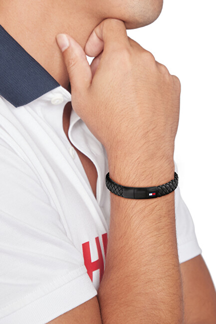 Tommy Hilfiger Pletený kožený náramek s ocelovým zapínáním 2790662