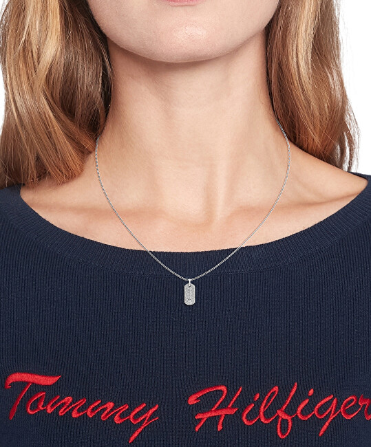 Tommy Hilfiger Dámský ocelový náhrdelník Psí známka s krystaly Dog Tag 2790483