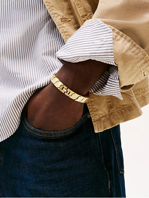 Tommy Hilfiger Dizajnový pánsky náramok z pozlátenej ocele Lars 2790620