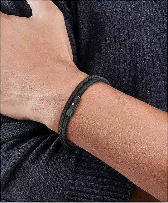 Tommy Hilfiger Elegantný náramok z čiernej kože 2790262S čierna
