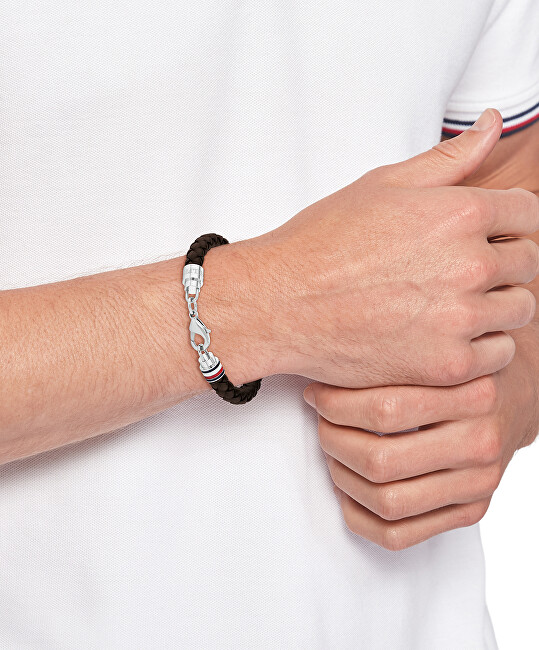 Tommy Hilfiger Elegantní pánský náramek z hnědé kůže Tyson 2790546