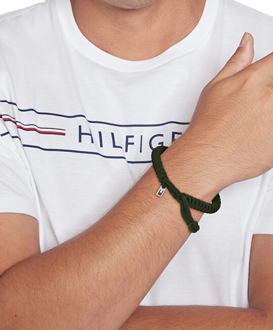 Tommy Hilfiger Khaki nylonový proplétaný náramek Axel 2790594