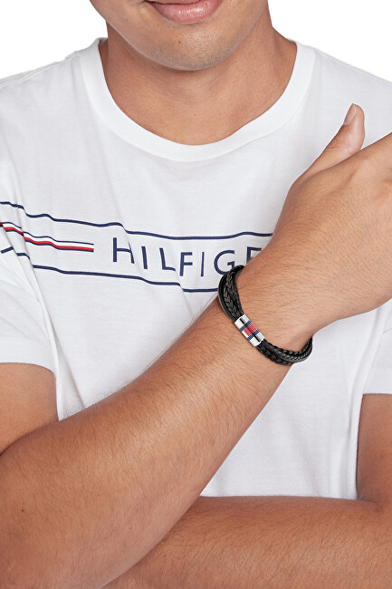 Tommy Hilfiger Luxusní pánský náramek z černé kůže Multi Layer 2790426