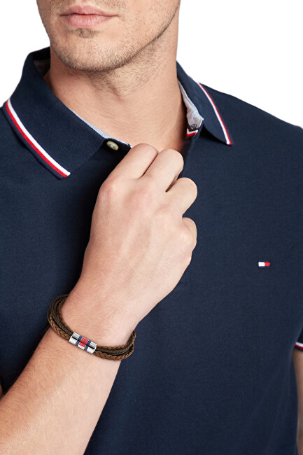 Tommy Hilfiger Luxusní pánský náramek z hnědé kůže Multi Layer 2790425