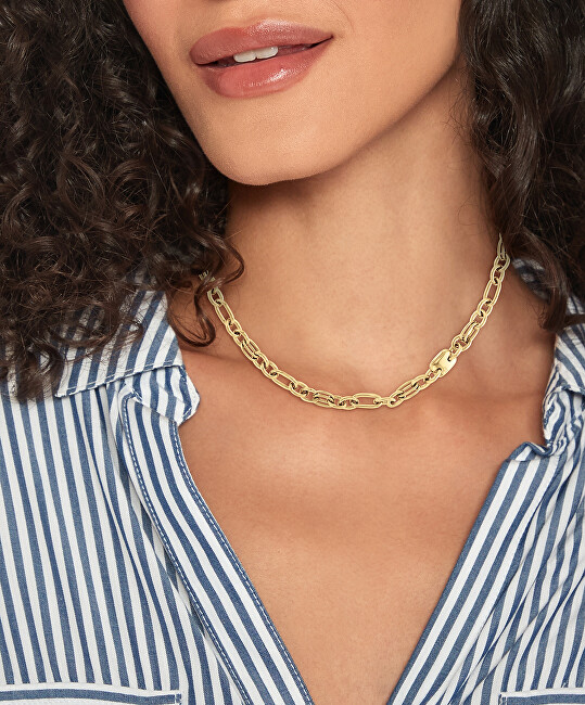 Tommy Hilfiger Masivní náhrdelník z pozlacené oceli Contrast Link Chain 2780784