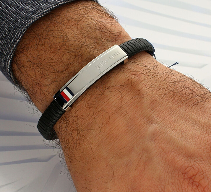 Tommy Hilfiger Moderní černý kožený náramek 2790349