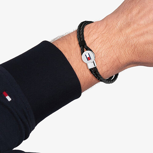 Tommy Hilfiger Moderní kožený náramek v černé barvě 2790654