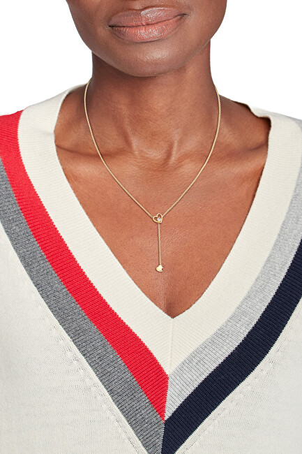 Tommy Hilfiger Moderní pozlacený náhrdelník se srdíčky Hanging Heart 2780672