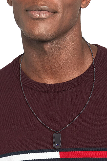 Tommy Hilfiger Nadčasový černý náhrdelník z oceli Nelson H-Link 2790424