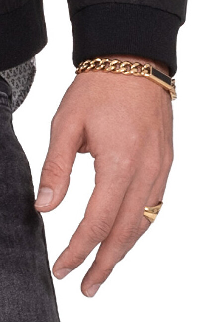 Tommy Hilfiger Nadčasový pozlacený náramek s onyxem 2790539