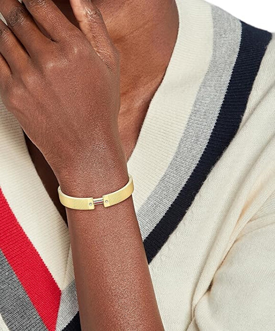 Tommy Hilfiger Elegantní pevný náramek s krystaly Stripes 2781045