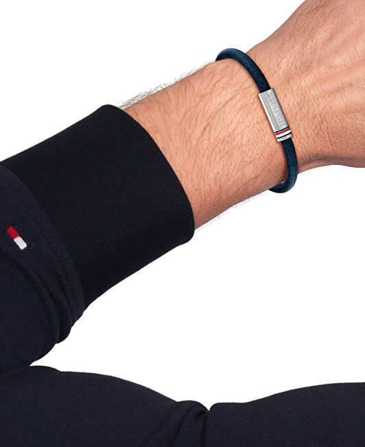Tommy Hilfiger Modrý pánský náramek z umělé kůže Printed Cord 2790702