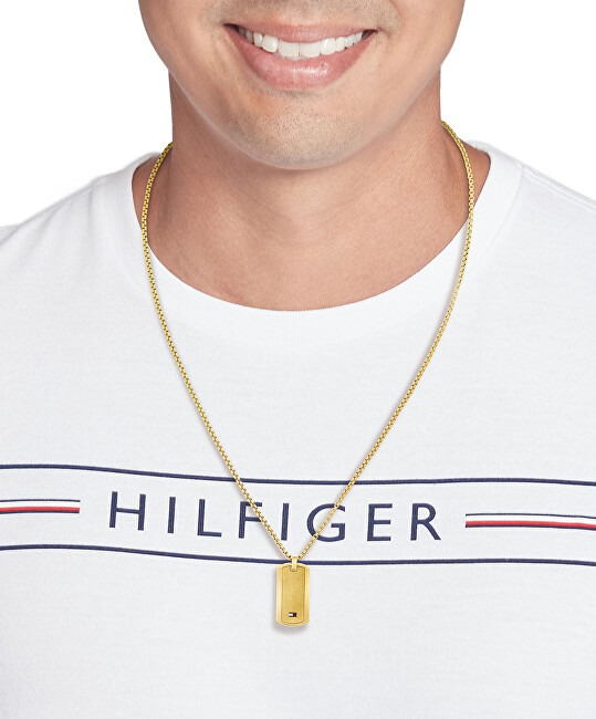 Tommy Hilfiger Pozlacený pánský náhrdelník s vojenskou známkou Jameson 2790628