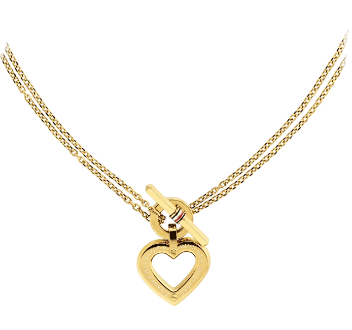 Tommy Hilfiger Půvabný dvojitý náhrdelník se srdcovým přívěskem Toggle Heart 2780968