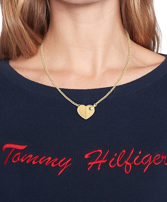 Tommy Hilfiger Půvabný pozlacený náhrdelník z oceli Bold Hearts 2780927