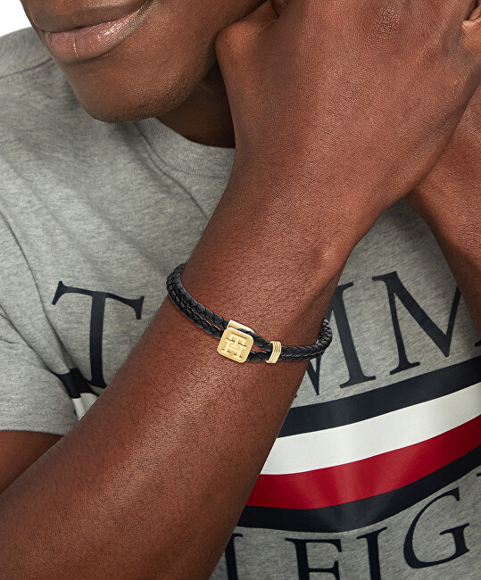 Tommy Hilfiger Slušivý kožený náramek Monogram 2790531