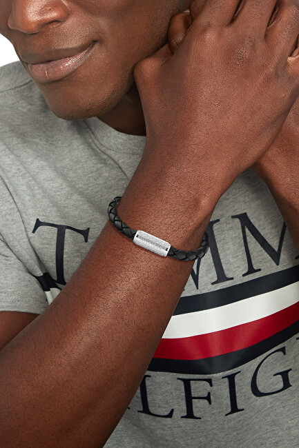 Tommy Hilfiger Stylový černý kožený náramek 2790479